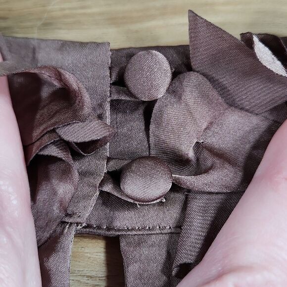 🔹️Anthropologie Adiva Brown Ruffled Rosette Neck Sleeveless Top Small - Picture 6 of 10